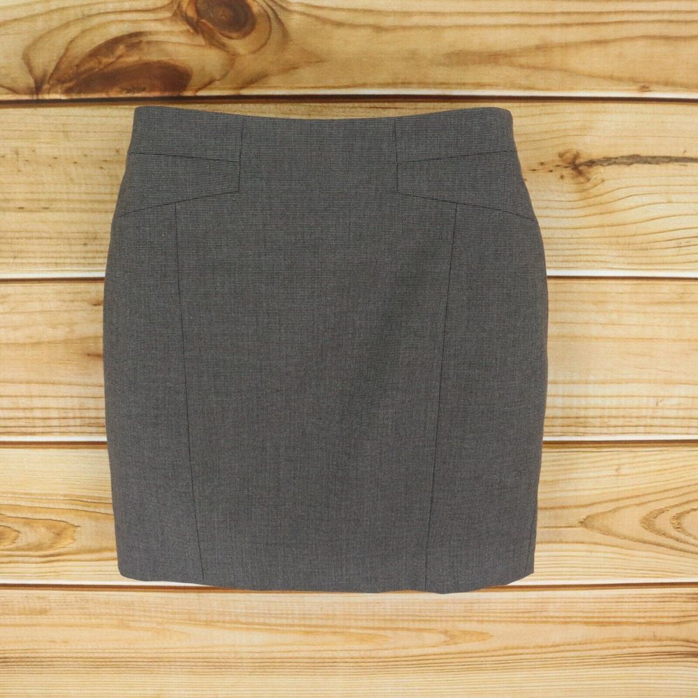 Ann Taylor Short Pencil Skirt Womens 2P Dark Brown Polyester Lined Zip Closure